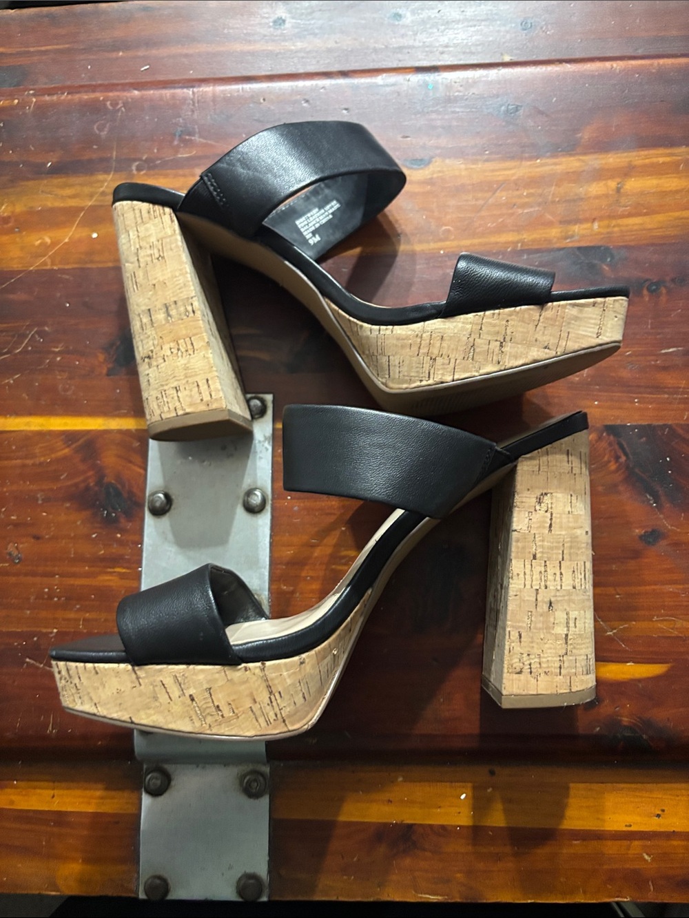 Charles by Charles David Black Double-Strap Open-Toe Slide Heels - Picture 3 of 9